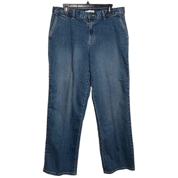 NEW Liz Claiborne Crazy Horse Straight Blue Denim Jeans High Rise Size 14 - Picture 1 of 10